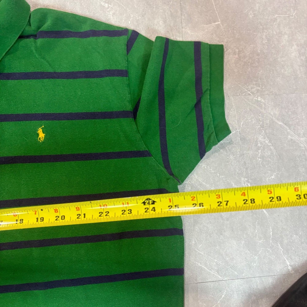 Polo Ralph Lauren Mens XXL Green Navy Blue Striped Short Sleeve Polo Shirt Pony - Picture 6 of 7